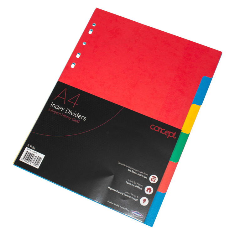 Picture of 82006 / 7019 -Pack x 6 Part Strong 230gsm Card Subject Divid